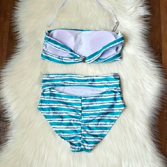 New Cut Out Bandeau Top High waisted Bikini Set - Picture 3 of 5